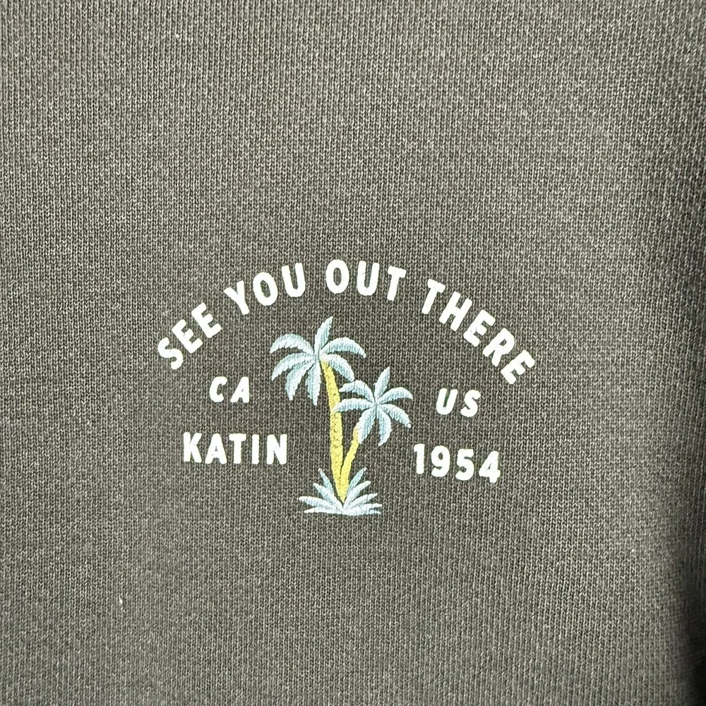 Katin Surf Bermuda Crew Fleece Black Wash Faded Sweatshirt Mens Size Large #3336